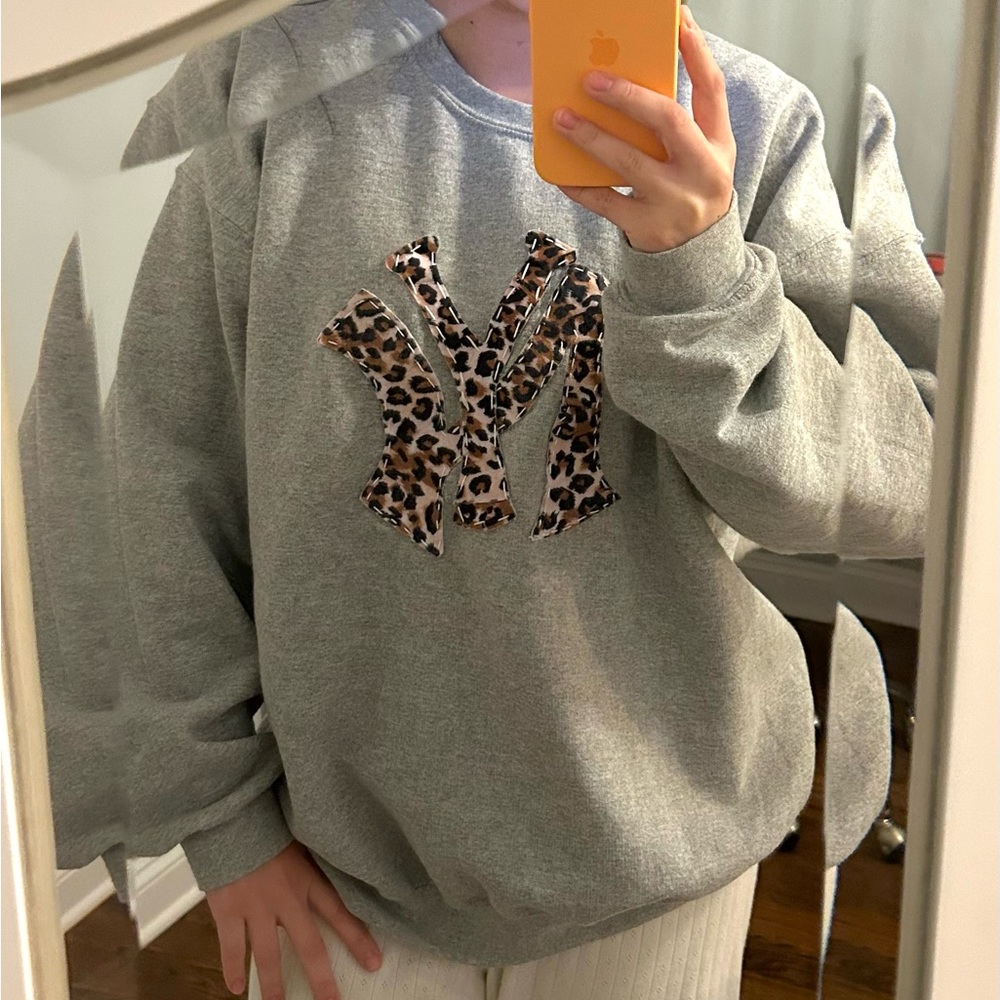 Handmade New York Yankees Cheetah Print Inspired Crewneck Hoodie